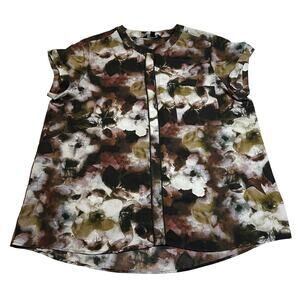 Simply Vera Vera Wang Floral Quarter Button Up Blouse Size XXL Bloomcore